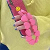 European and American high-grade rose red heart resin mobile phone lanyard ins style yellow smiley face anti-lost bracelet
