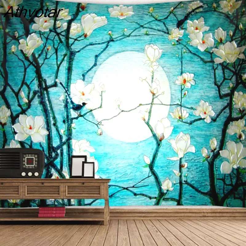 Athvotar in Night Starry Water Wall Hanging Tapestry Art Deco Blanket Curtain Hanging at Home Bedroom Living Room Decoration