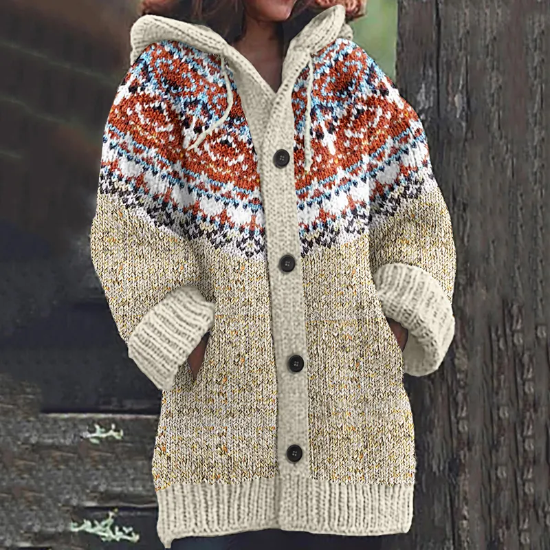 Vintage Jacquard Button Down Cozy Sweater