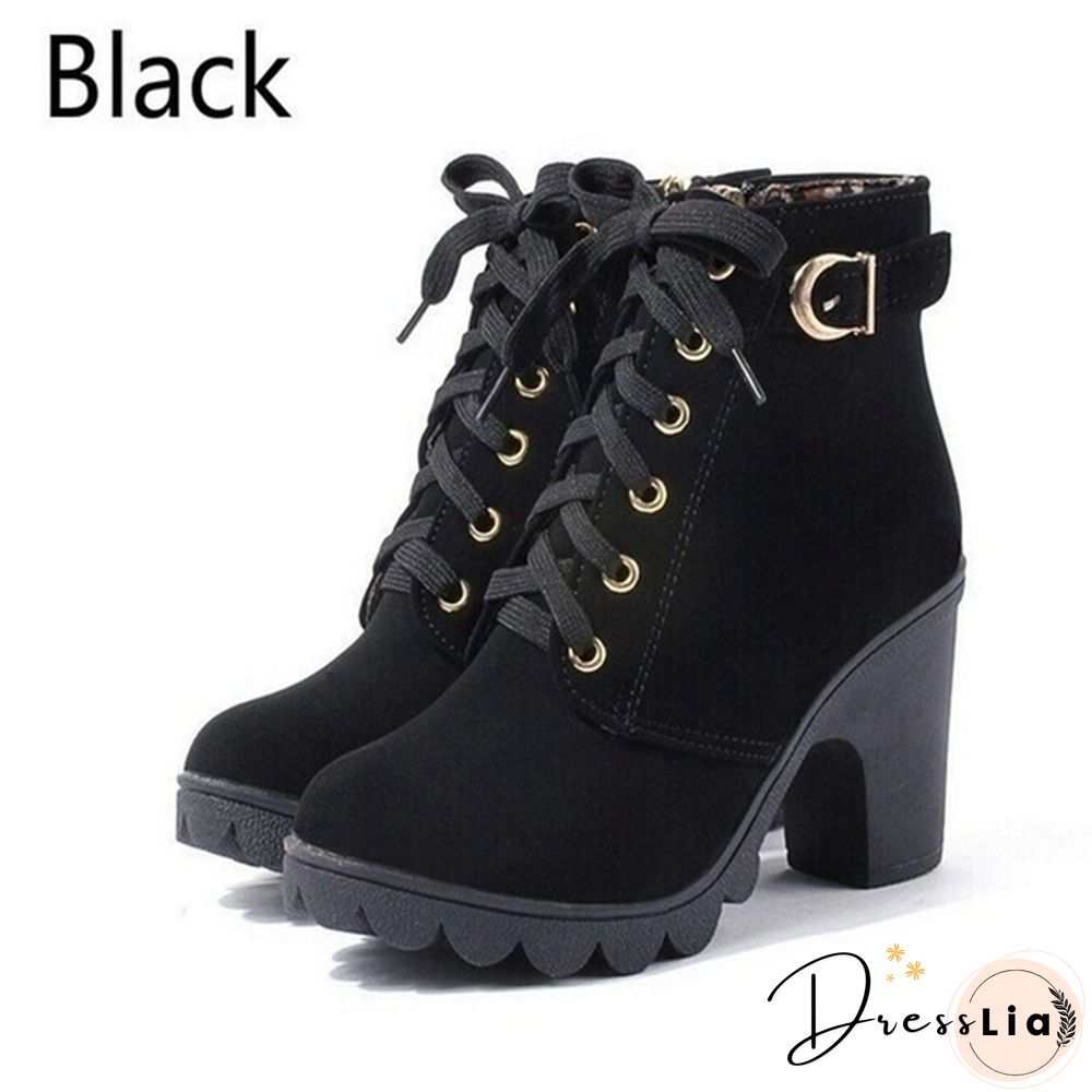 New Large Size Ladies Shoes Thick Heel Short Boots Botas De Mujer Ladies Boots Womens Shoes for Women