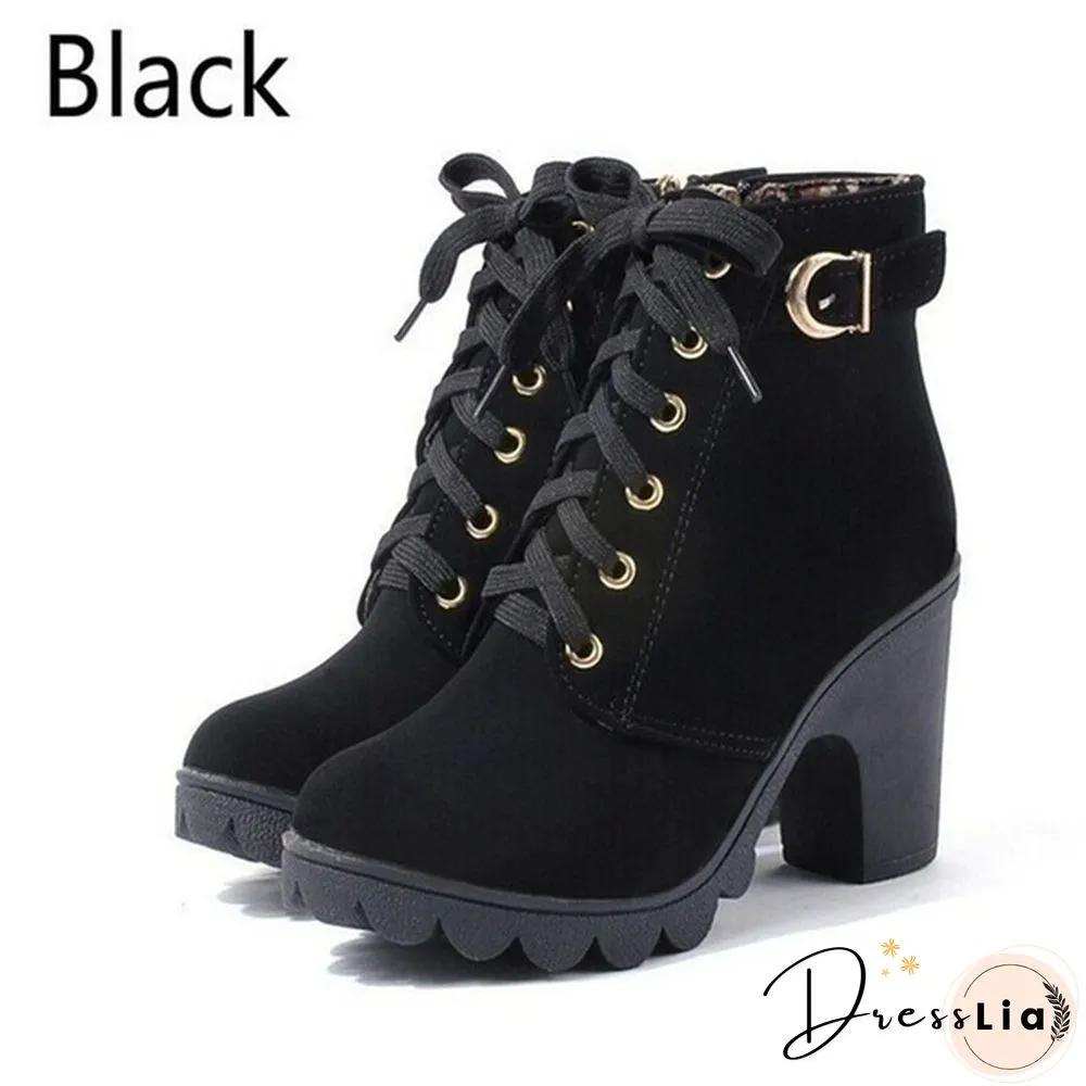 New Large Size Ladies Shoes Thick Heel Short Boots Botas De Mujer Ladies Boots Womens Shoes for Women