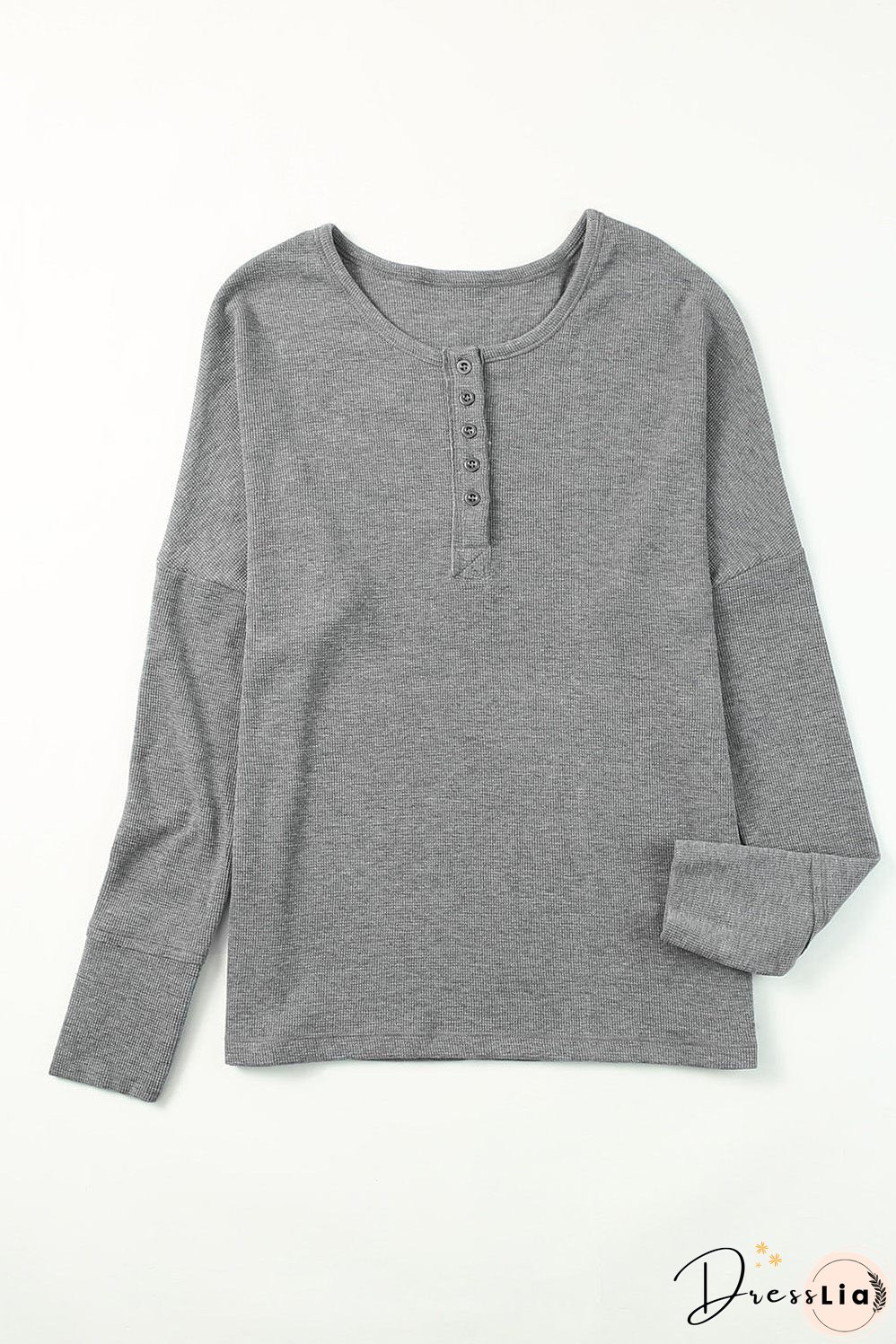 Casual Waffle Knit Henley Shirt