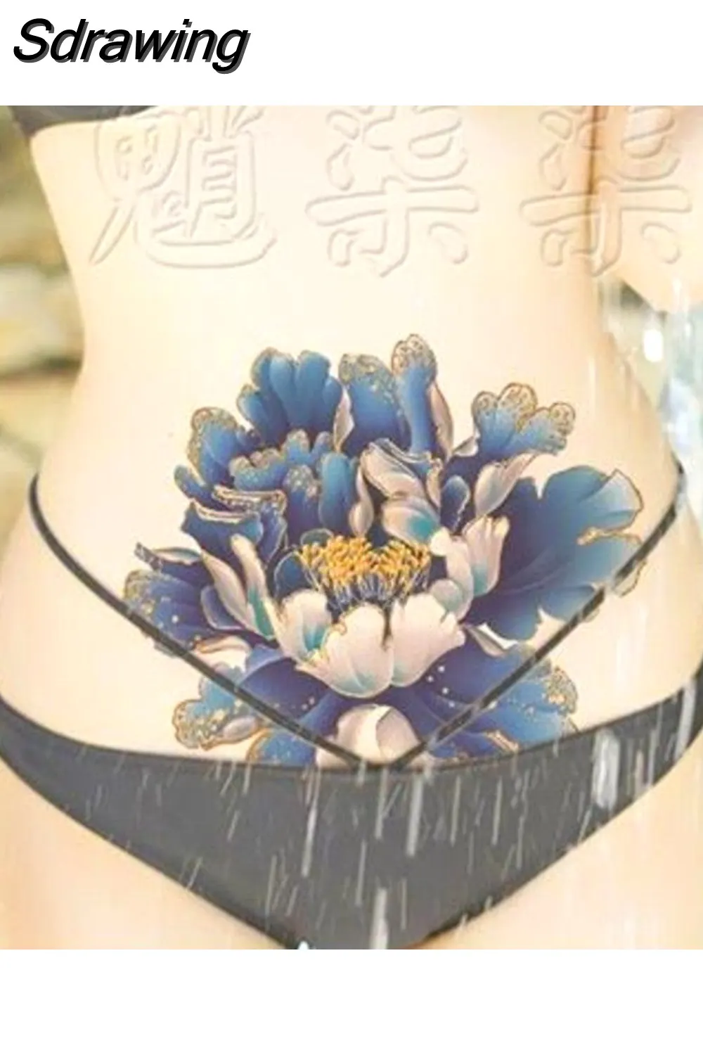 Sdrawing 4/5/9/10/18 PIeces Long Lasting Blue Flower Jewelry Tattoo Sticker Sexy Belly Block Scar Stretch Marks Waterproof Tattoo Sticker 715-1