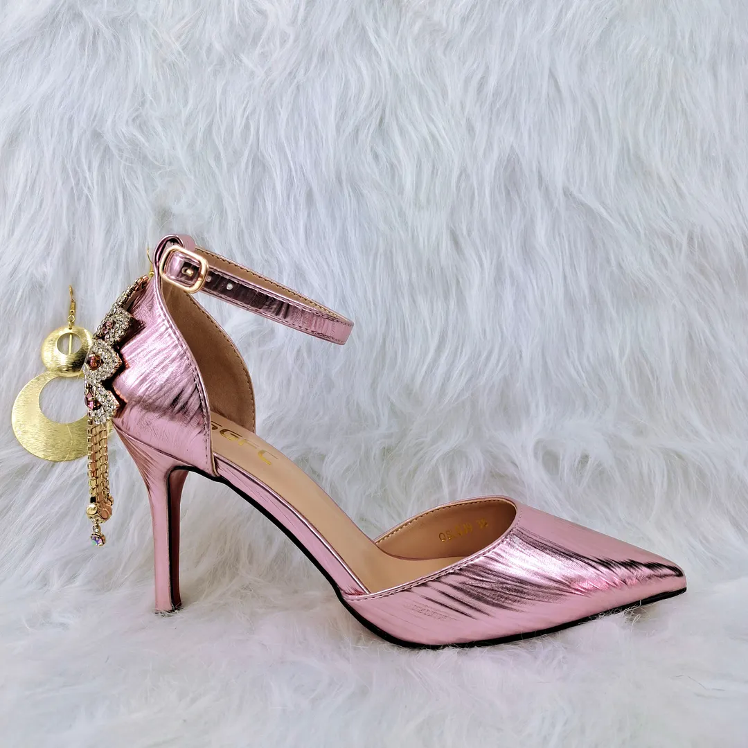 QSGFC 2022 New Arrival Sexy High Heel Pointed Elegant Noble Green Color Ladies Shoes and Bag Set For Any Occasion