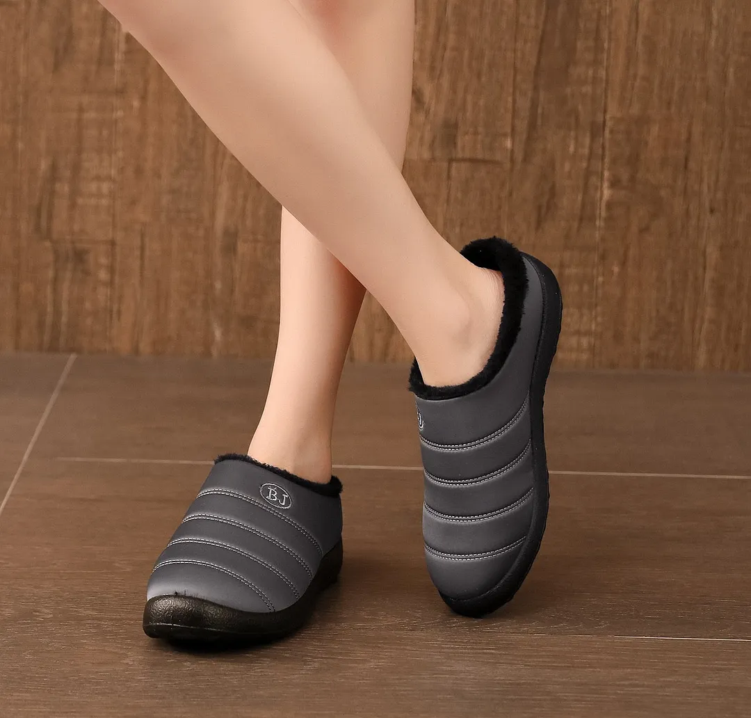 Women Waterproof Winter Shoes Fur Lined Warm Ankle Boots Slip On Outdoor Slides Comfortable Sandals for Women