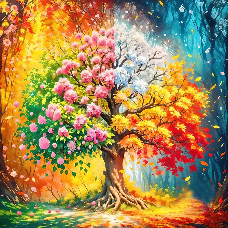 Dream Four Seasons Tree 50*50CM (Canvas) Full Round Drill Diamond Painting gbfke