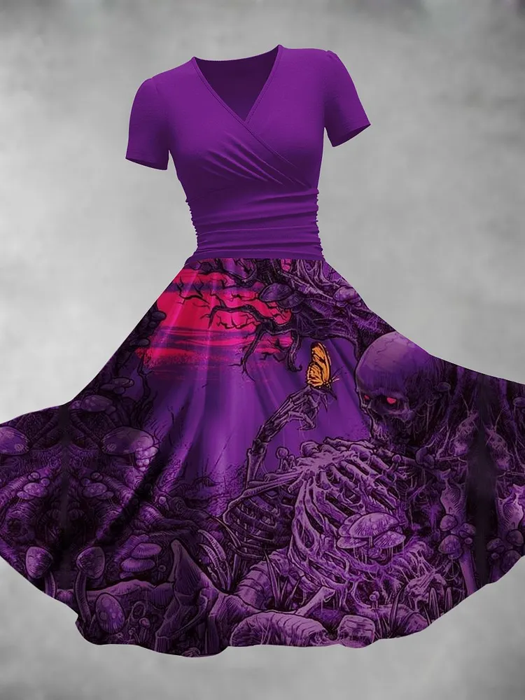 Women's Halloween Skull Artistic Maxi Dress