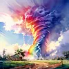 Rainbow Tornado - 11CT Stamped Cross Stitch - 40*40cm - Natural