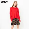 ONLY Brand NEW commuting lady flowers long sleeve rib cuff pleated two-piece dress knit women |118146532
