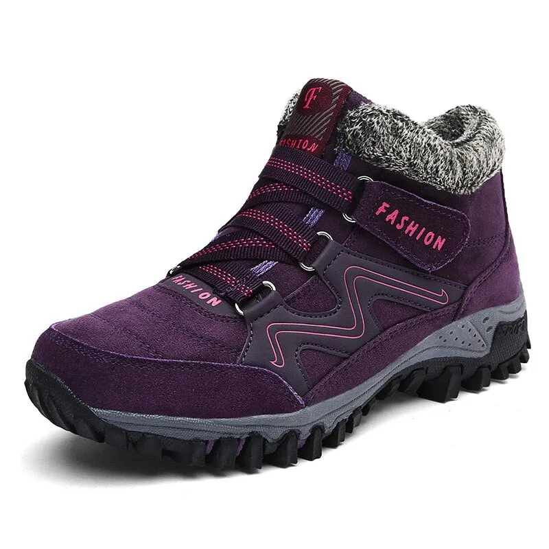 LUFUMA Winter Men Boots with Fur 2022 Warm Leather Snow Boots Men Winter Work Casual Shoes Sneakers High Top Rubber Ankle Boots