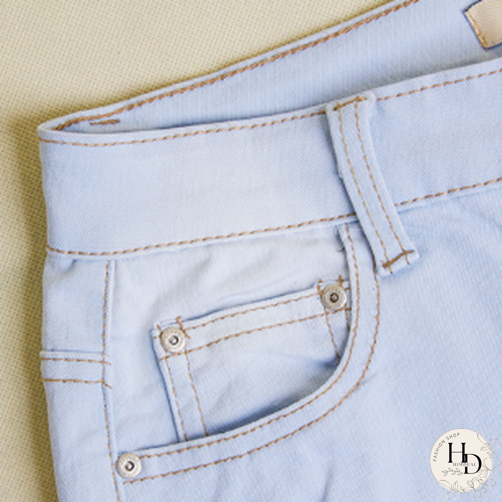Fashion-Spring And Summer Hot Selling Small Leg Pants Broken Holes Stretch Slim Body Patchwork Color Pencil Pants Woman