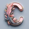Lettre Plume C-Compl&egrave;te Rond Diamant Peinture-30X30CM