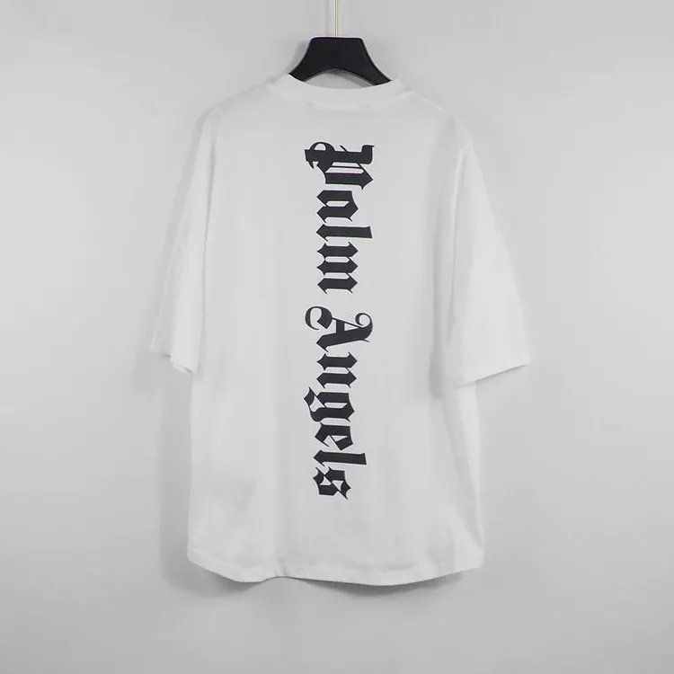 Palm Angels Angel Vertical Bar Letter Printing Batwing Sleeve Drop Shoulder T-shirt Loose Men and Women
