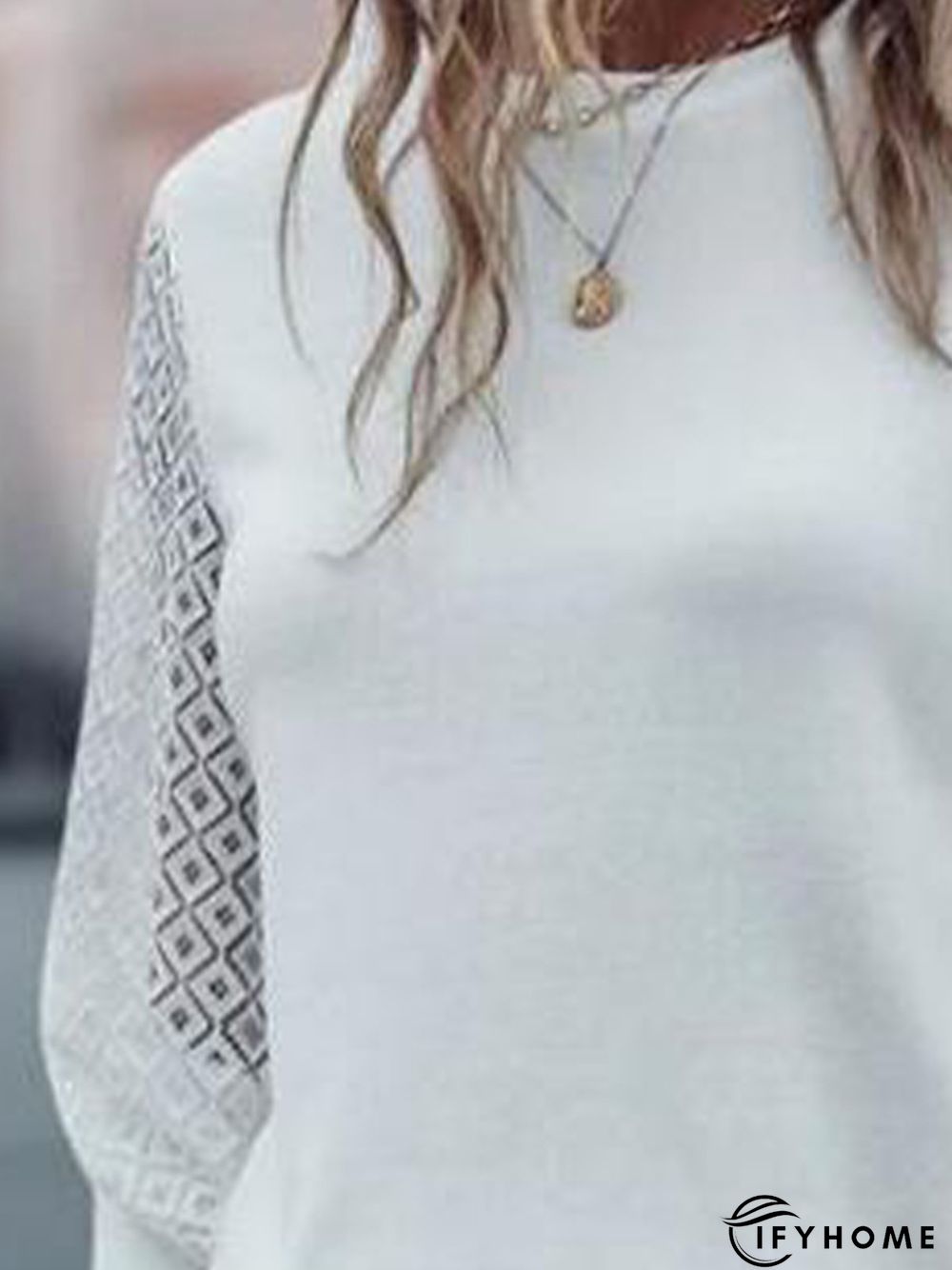 Lace Regular Fit Casual Plain Daily Blouse | IFYHOME