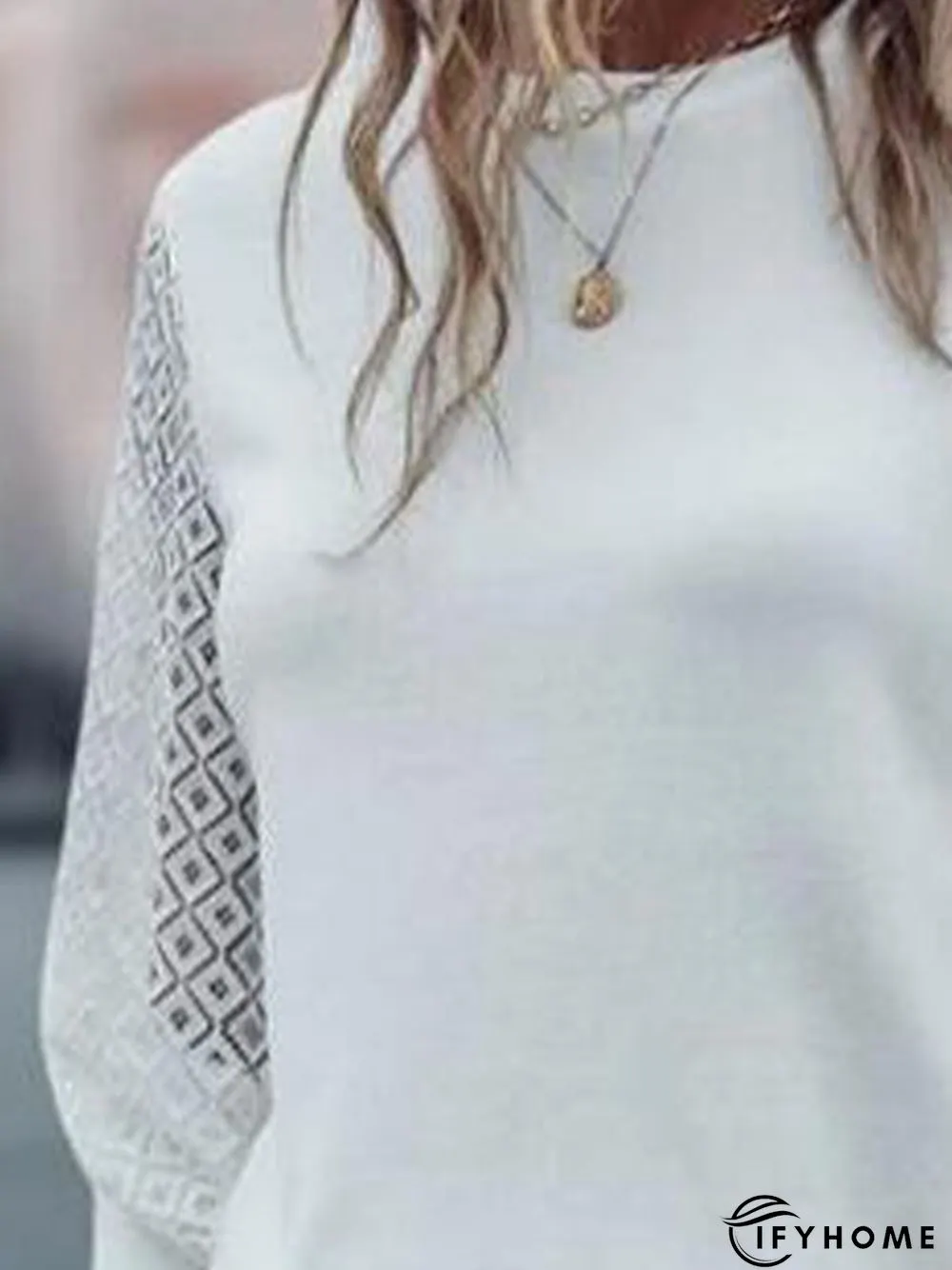 Lace Regular Fit Casual Plain Daily Blouse | IFYHOME