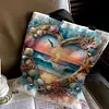 Heart-Shaped Beach Scenery-11CT DIY Stamped Cross Stitch Shopping Bag 40*40cm