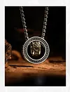 Sterling Silver Pixiu Men's Necklace For Blessing, Personality, High-end, Niche Gift, Luck Transfer Double Ring Pendant