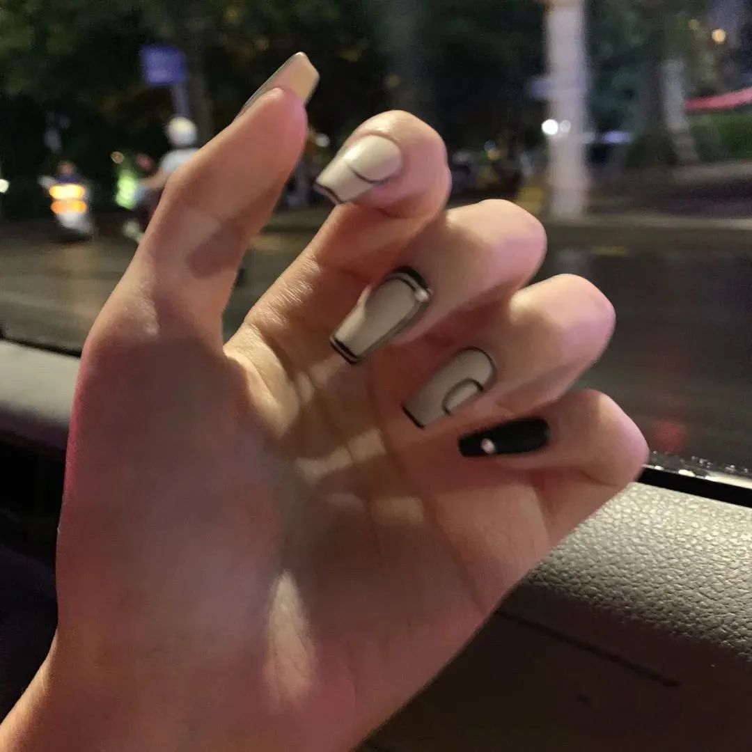24pcs Short Ballerina Fake Nails Full cover Fake Nails Glue DIY Manicure Nail Art Tools-Nail Inspo
