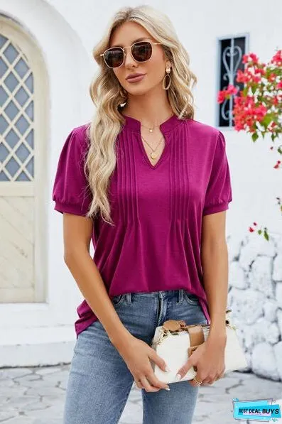 Notched Short Sleeve T-Shirt