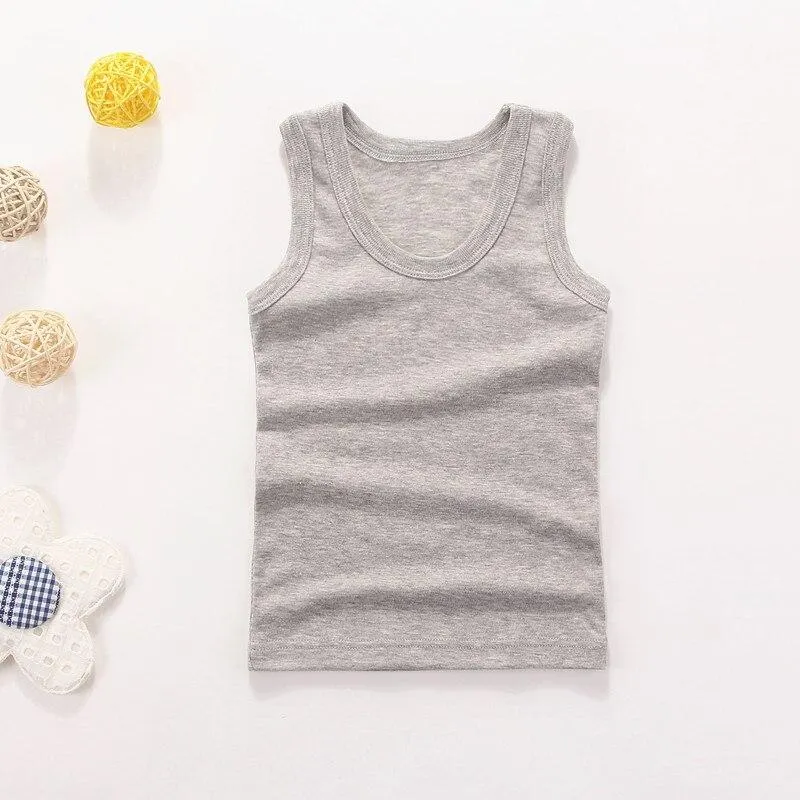 2-11Y Girls Casual Vest Children Summer Clothing Kids Baby Boy Sleeveless Tops Solid Color T-shirt Tees Outfit Toddler Girl Top