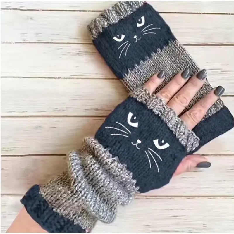 🐱 Cute Women&rsquo;s Knitted Cat Gloves &mdash; For Warm Hands & Free Fingers🧶