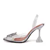 Women's 95mm High Heels Crystal Rhinestone Slingback Pumps Shoes For Wedding Party 