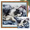 (Multi-Style) Sleeping Dog Cat-11CT Stamped Cross Stitch 40*40cm