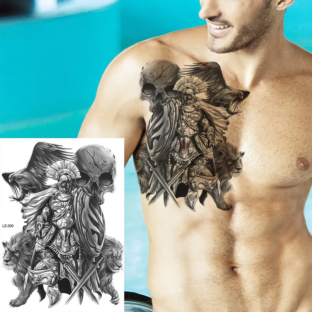 Sdrawing Large Anchor Back Octopus Pirate Skeleton Halloween Temporary Tattoos For Men Adult Compass Wings Fake Tattoo Stickers
