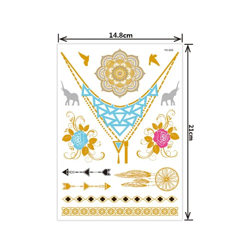 Hot bronzing tattoo stickers waterproof sweat not easy to smudge bronzing temporary tattoo stickers fashion tattoo stickers
