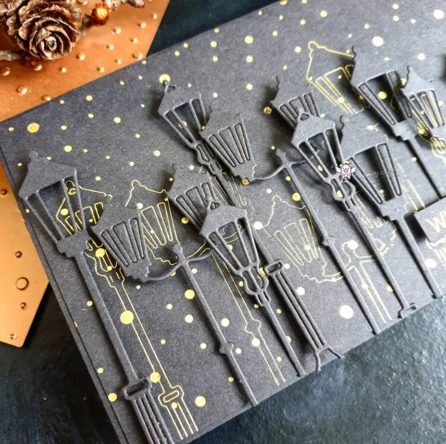 Piggy Craft metal cutting dies cut die mold Christmas street lights Scrapbook paper craft knife mould blade punch stencils dies