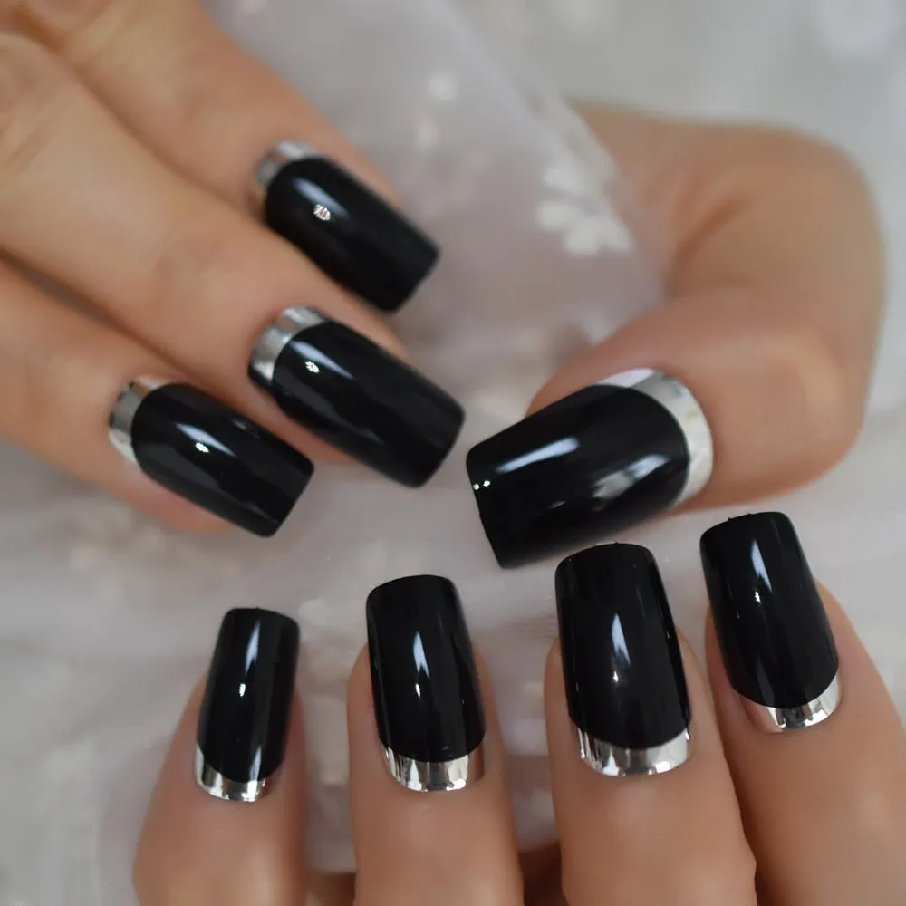 Taro Purple Square Fake Nails Mix Red Champagne Glitter Medium Press On Nails UV Shiny Nail Art Tips Including Glue Tabs-Nail Inspo