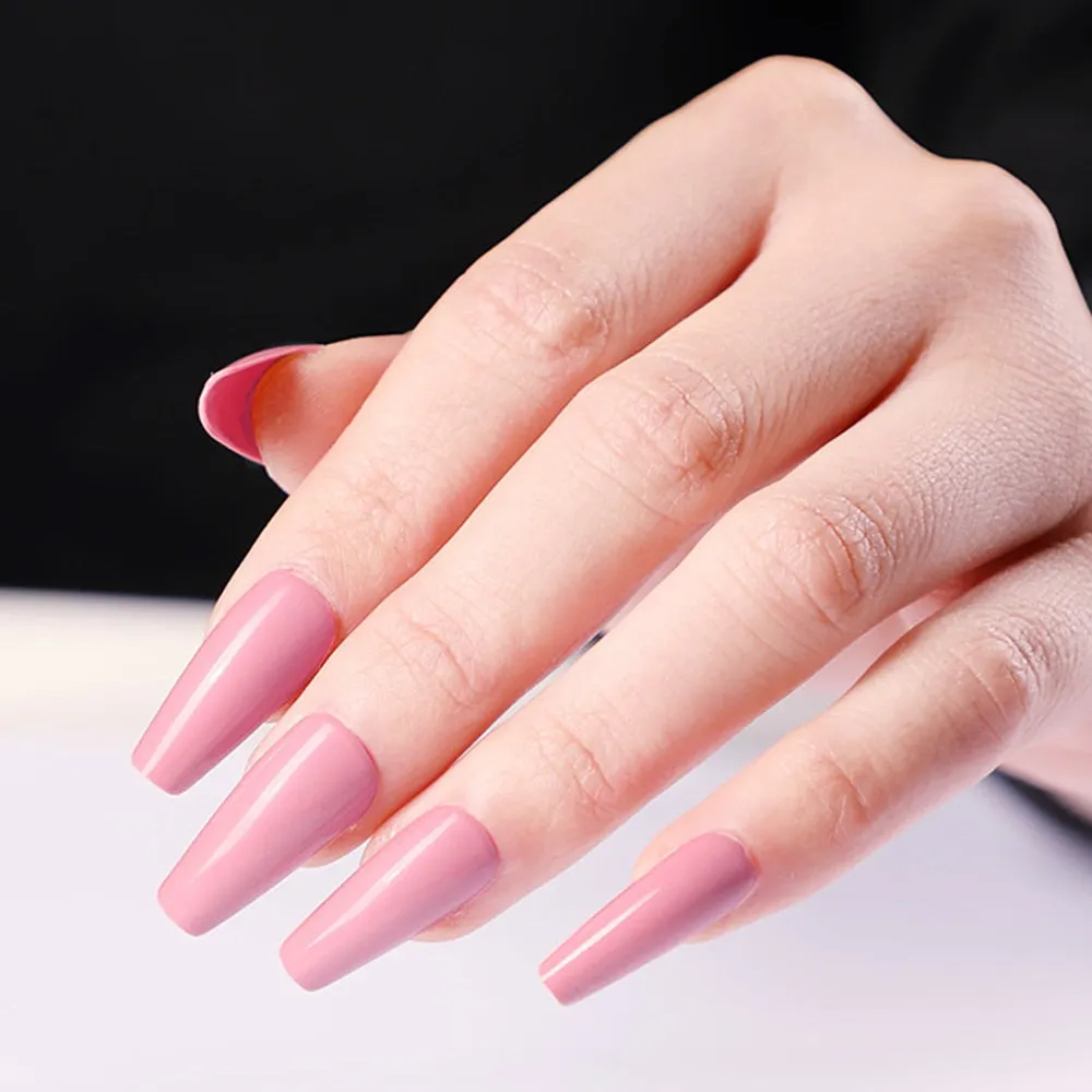 24Pcs Glossy Black Long Stiletto Fake Nail Ballerina Coffin False Nails For Design DIY Full Cover Lady Finger Tips Manicure Tool-Nail Inspo