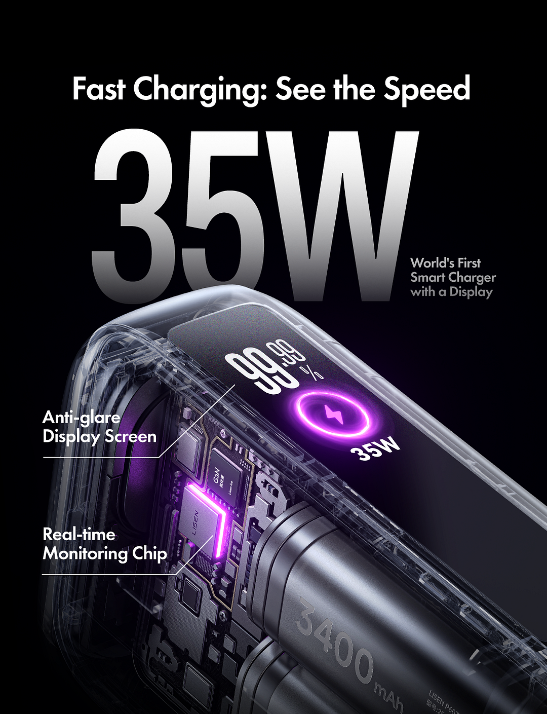 This 3-in-1 fast travel charger combines a 35W wall charger and a 27W power bank, and includes a built-in 3.3-foot USB-C cable and a foldable plug.