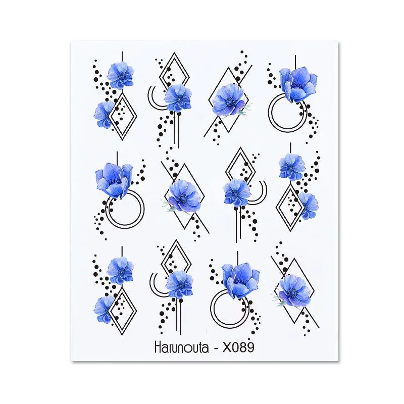 1Pc Spring Water Nail Decal And Sticker Flower Leaf Tree Green Simple Summer DIY Slider For Manicuring Nail Art Watermark