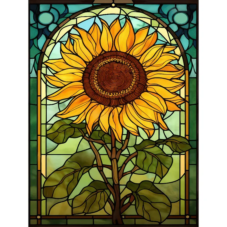 Sunflower Glass Painting 30*40CM(Canvas) Full Round Drill Diamond Painting gbfke