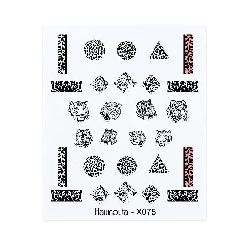 Harunouta Cool Geometry Pattern Water Decals Stickers Christmas Snowflakes Slider For Nails Valentine's Day Nail Art Decoration