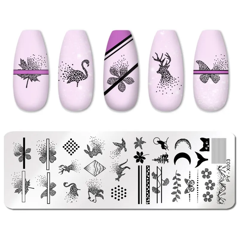 PICT YOU Nail Stamping Plates Flower Plant Pattern Nail Art Plate Stencil Stainless Steel Line Pictures Theme Image Plates Mold-Nail Inspo