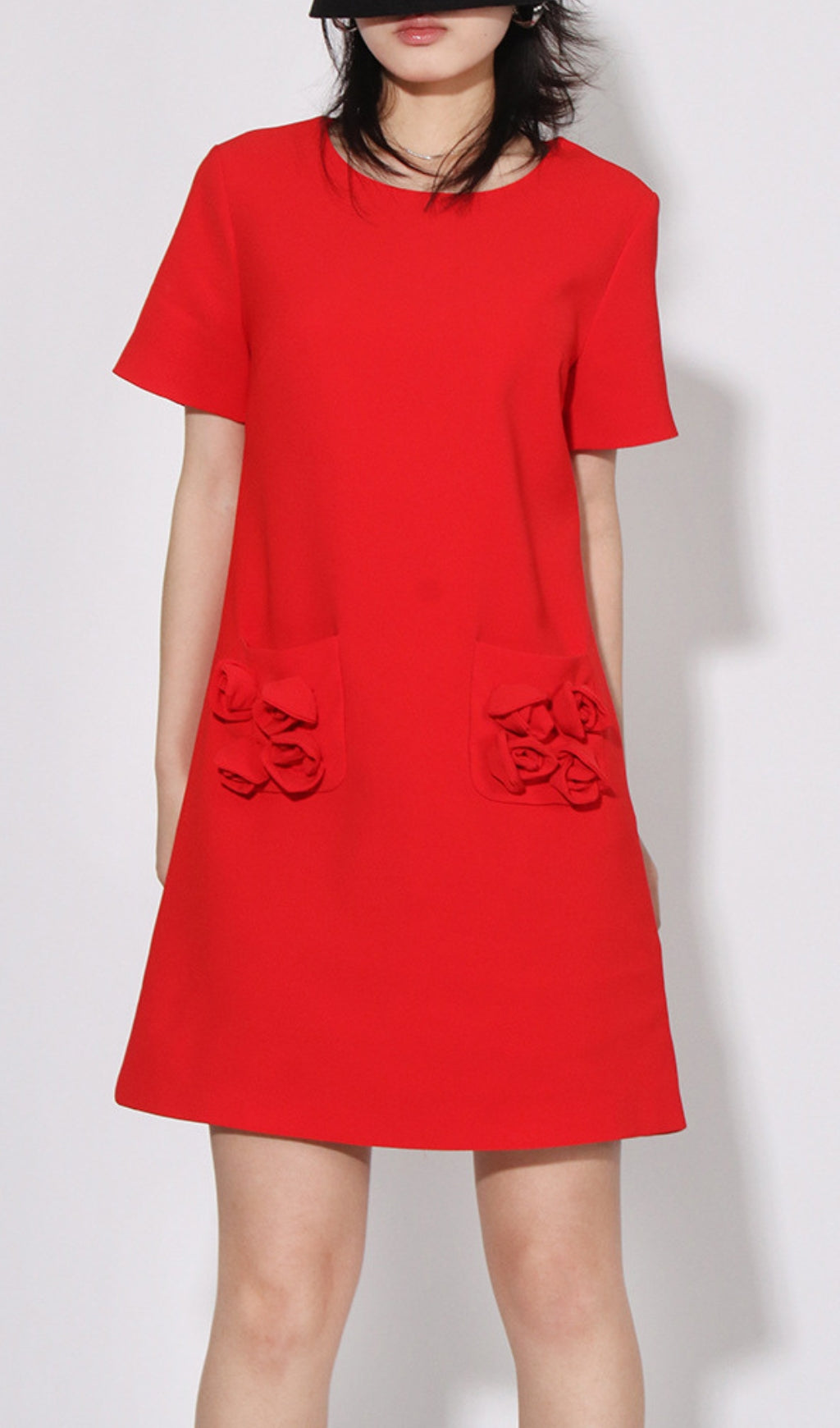Fashionslee WomenArche Red Flower Mini Dress