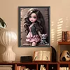 >SALE<5D DIY Full Round Drill Diamond Painting Curly Haired Big Eyed Girl Decor30x40cm