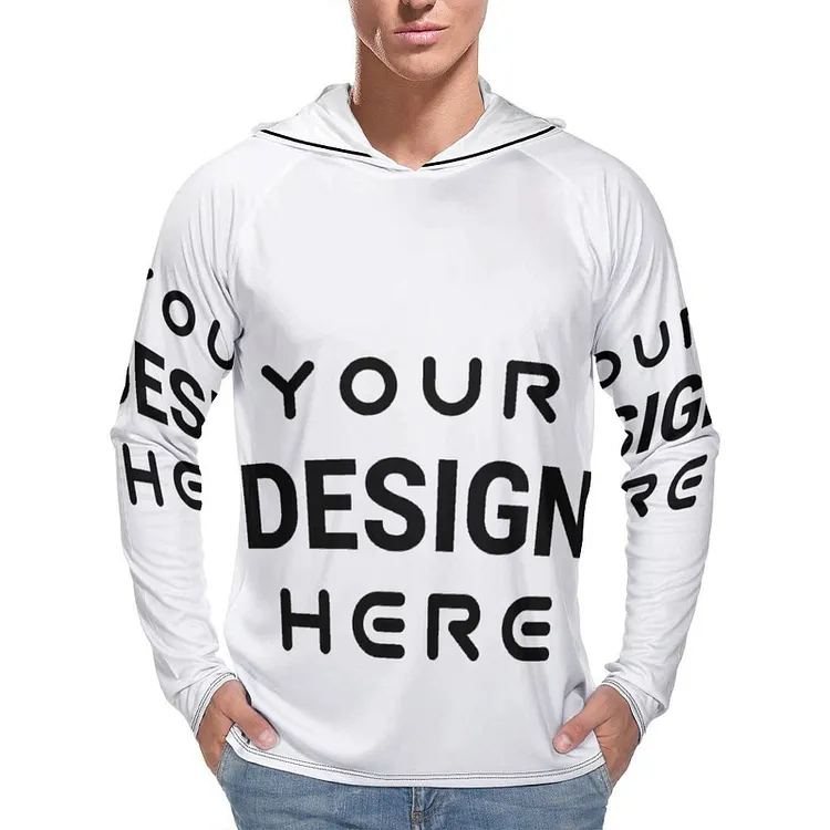 Personalized Design Men&rsquo;s UPF Sun Protection Hoodie Long Sleeve Shirt NZ145 &ndash; Cooling Quick-Dry Performance Top 