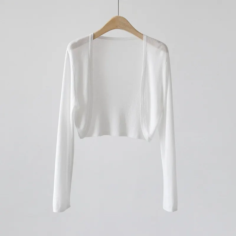 Brownm Brownm Silk Knitted Jersey Coat Women's Summer Shawl Spring With Thin Shoulder Air-Conditioning Shirt Short Top