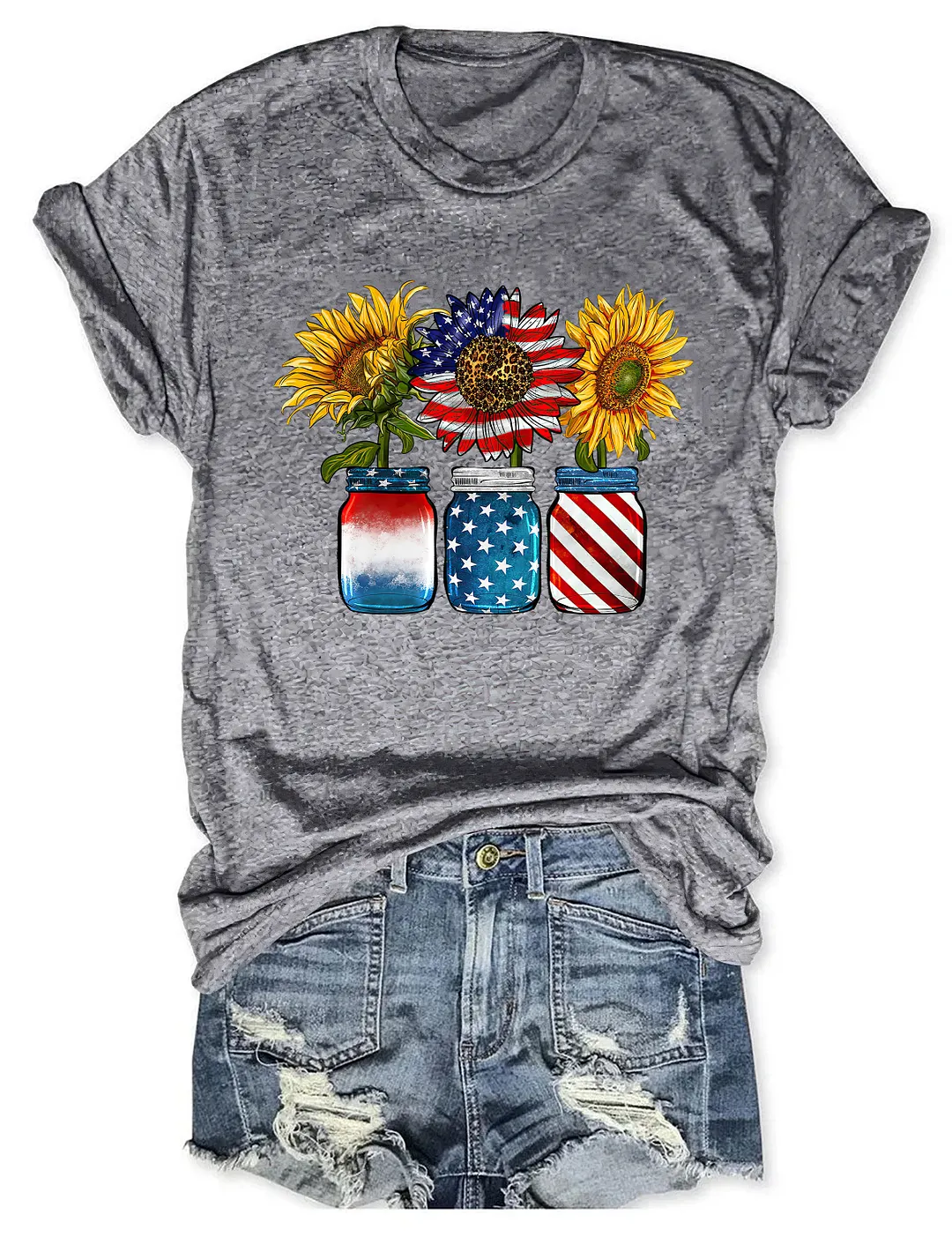 Patritotic Sunflower 4th Of July T-shirt