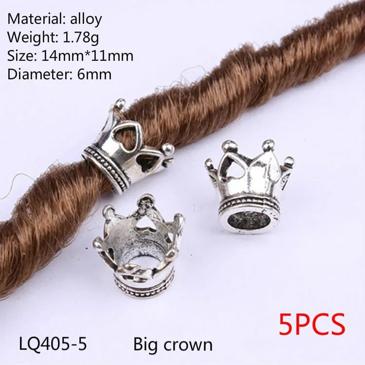 Hair Braid Coin Leaves Retro Colorful Beads Pendant Charms Rings Clip Headband for Pierced Hip-hop Braiders Leaves Accessories