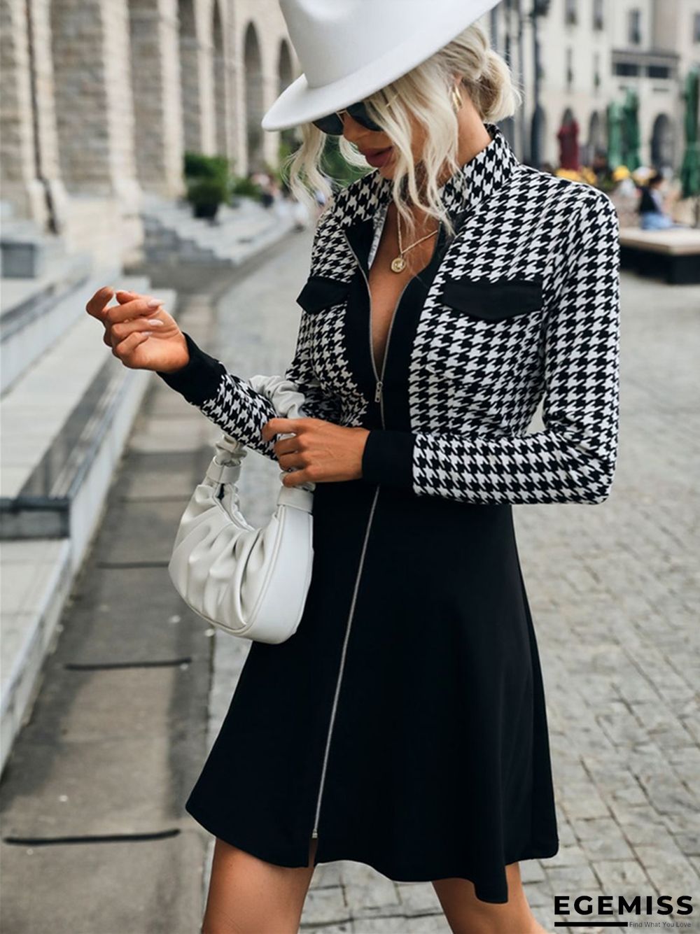 Elegant  Splicing Long Sleeve Dress | EGEMISS