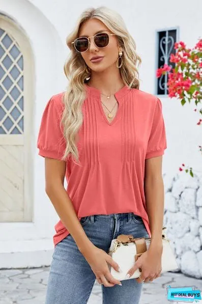 Notched Short Sleeve T-Shirt