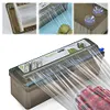 Cling Film Dispenser with Cutter Refillable Plastic Wrap Organizer for Kitchen