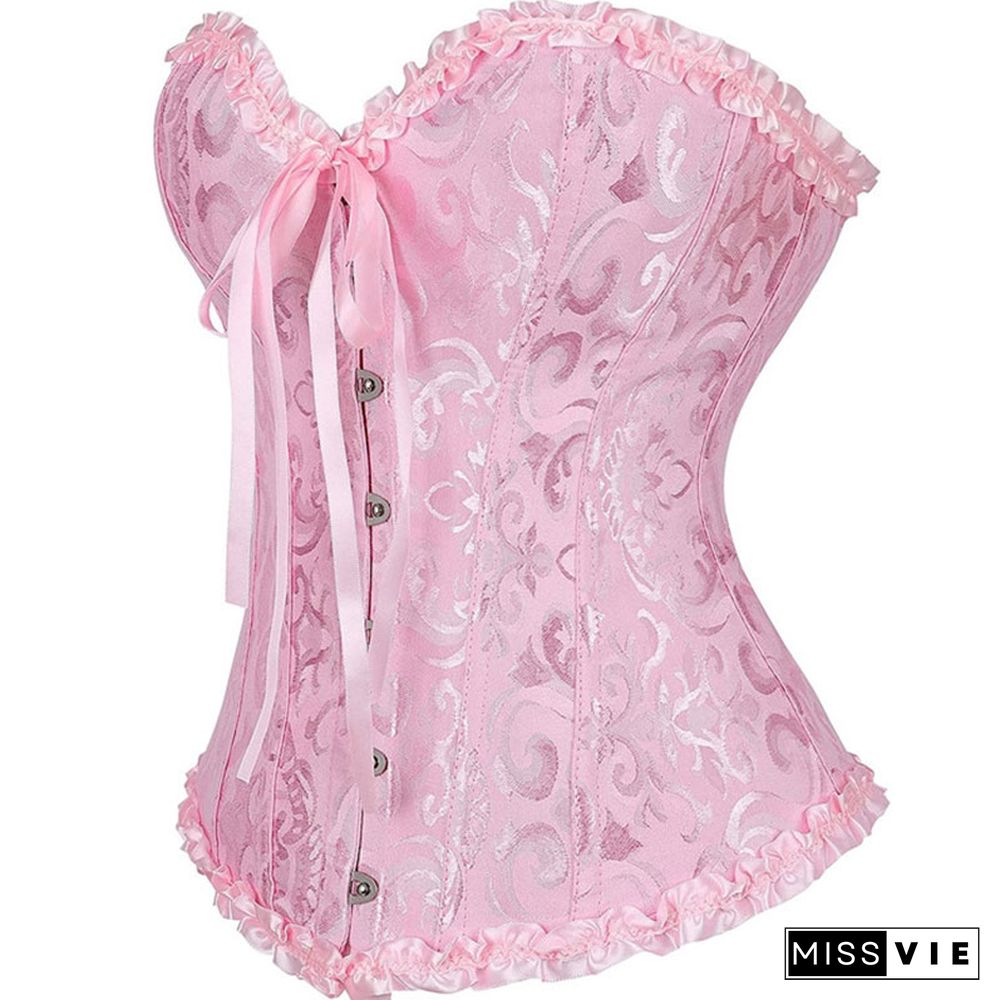Button Front Bow-knot Sexy Corset Tops