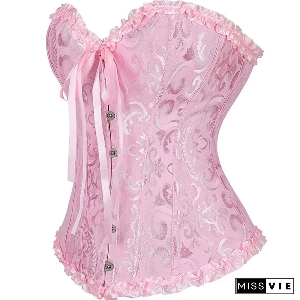 Button Front Bow-knot Sexy Corset Tops