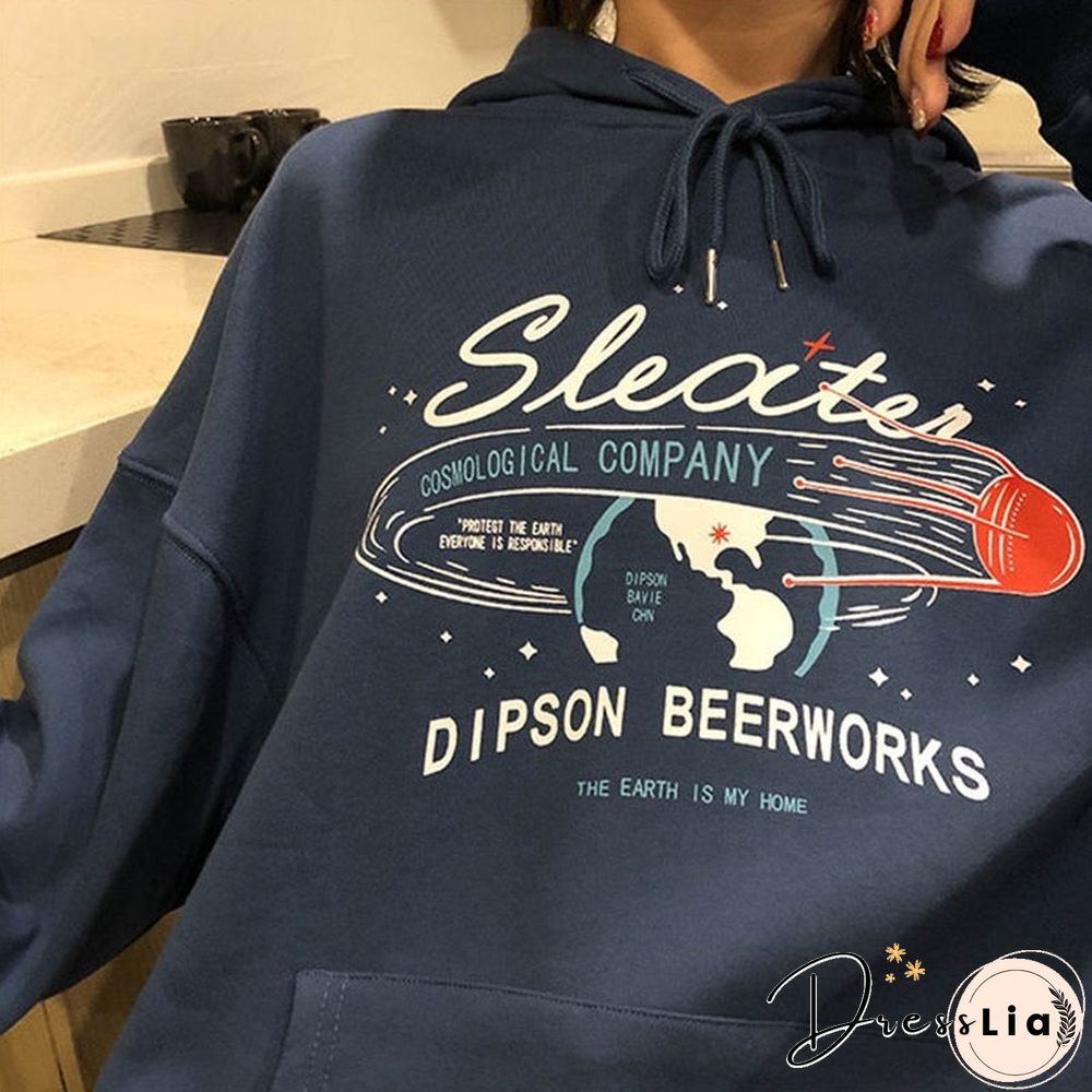 Harajuku Letter Print Hoodies Sweatshirt Spring Autumn Vintage Clothes for Women Korean Style Loose Streetwear Female Pullover