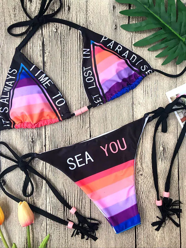 Sexy Letter Printed Bikinis Swimwear